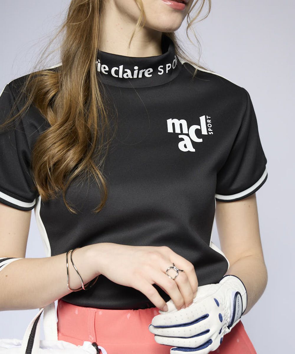 GW価格⛳️M✨UVカット 半袖モック＆撥水ストレッチスカート＆キャップ 3点 marie claireレディース 半袖モックネックシャツ｜UVカット