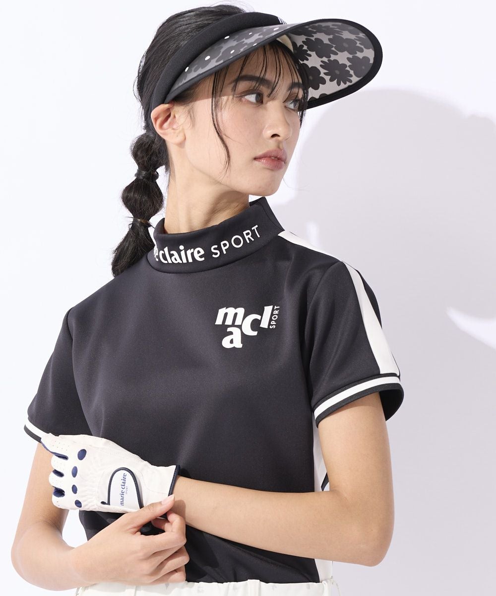 GW価格⛳️M✨UVカット 半袖モック＆撥水ストレッチスカート＆キャップ 3点 marie claireレディース 半袖モックネックシャツ｜UVカット