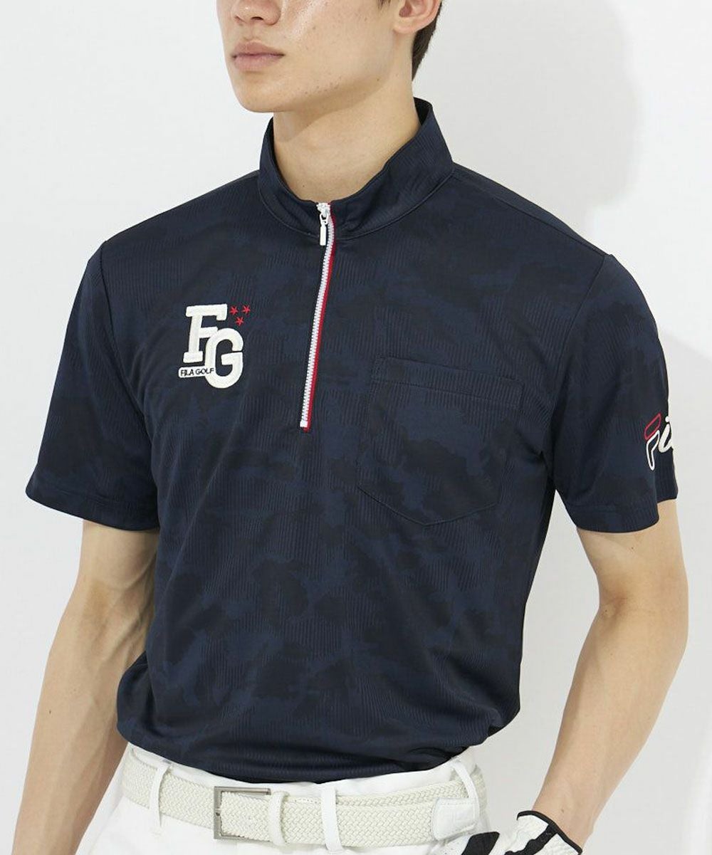 FILA GOLFメンズ ハーフZIP半袖シャツ｜吸汗速乾 / UVカット