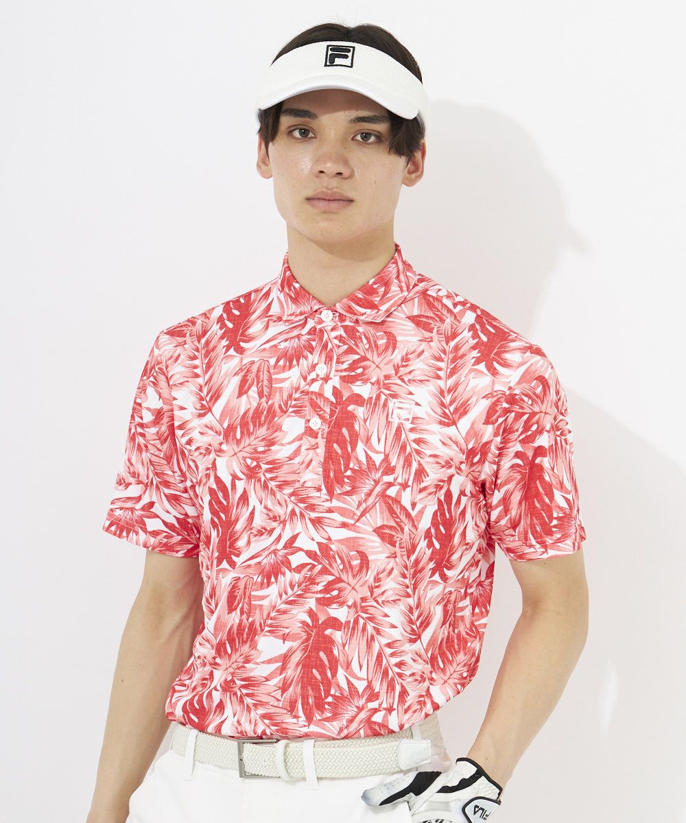 FILA GOLFメンズ ボタニカルプリント半袖シャツ｜吸汗速乾 / UVカット
