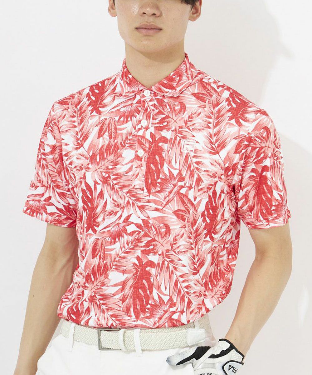 FILA GOLFメンズ ボタニカルプリント半袖シャツ｜吸汗速乾 / UVカット
