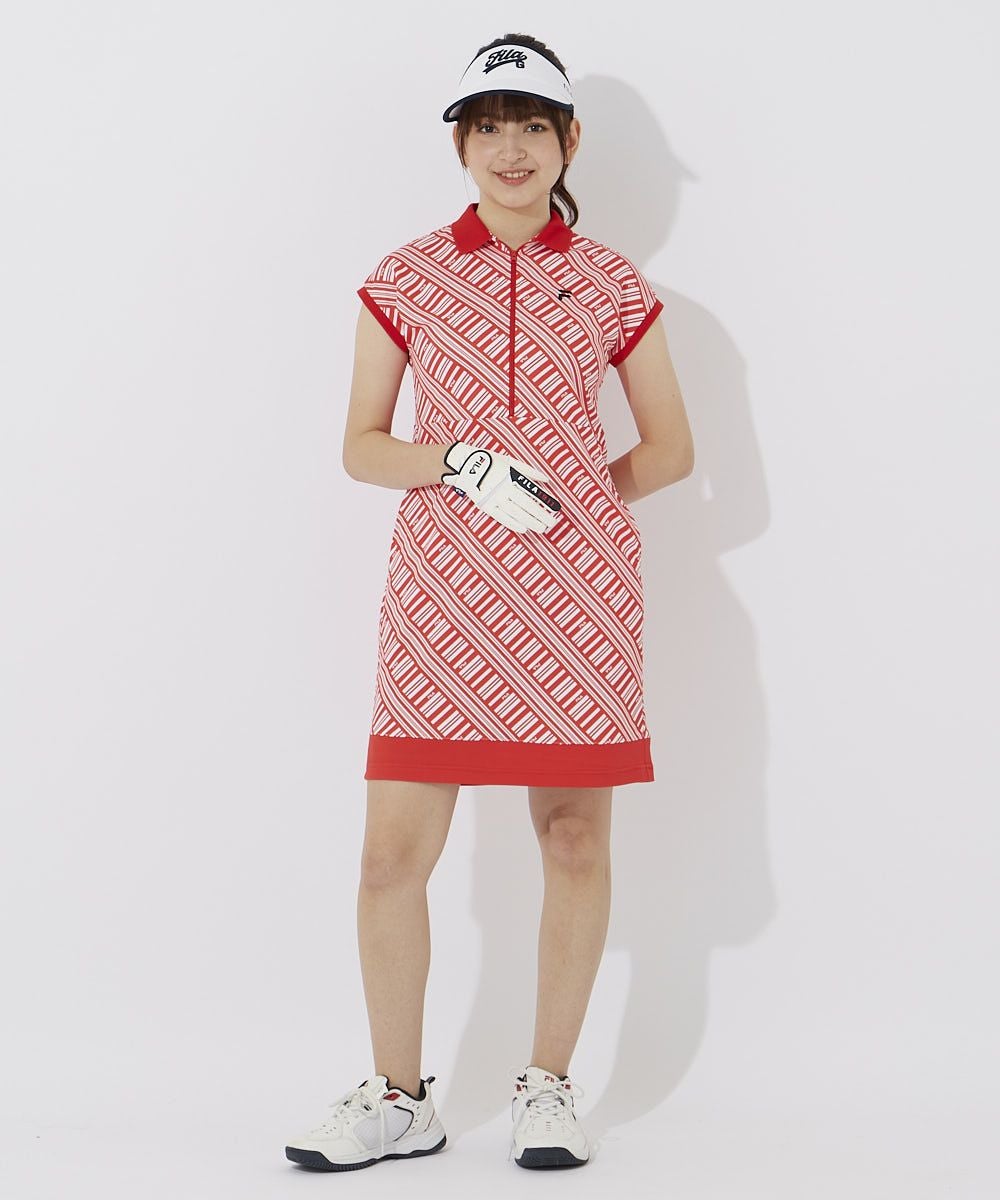 FILA GOLFレディース ストライプ柄ワンピース｜遮熱/接触冷感/吸汗速乾