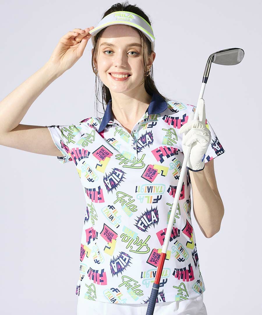 FILA GOLFレディース コミック柄半袖ポロシャツ｜吸汗速乾/UV