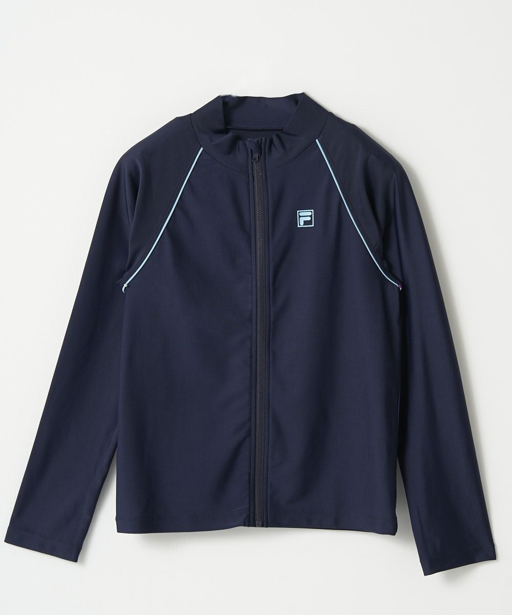 FILAキッズ 長袖フルZIPラッシュガード/ネイビー×サックス