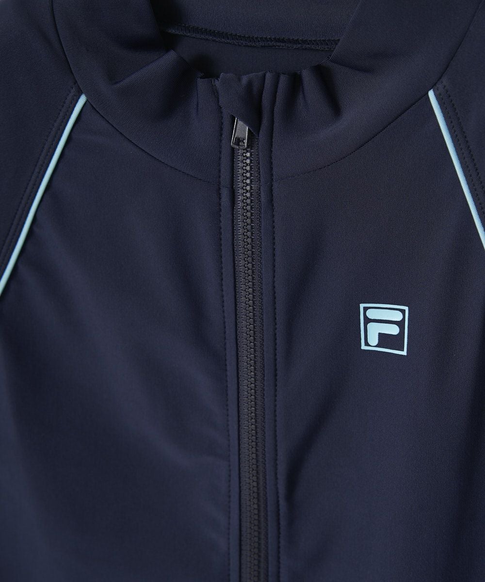 FILAキッズ 長袖フルZIPラッシュガード/ネイビー×サックス