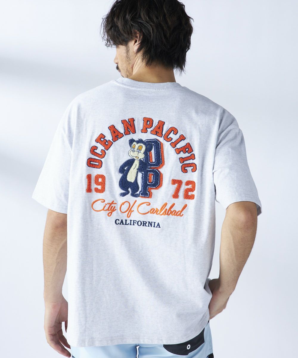 ocean pacificメンズ バック相良刺繍 カリフォルニアベア半袖Tシャツ