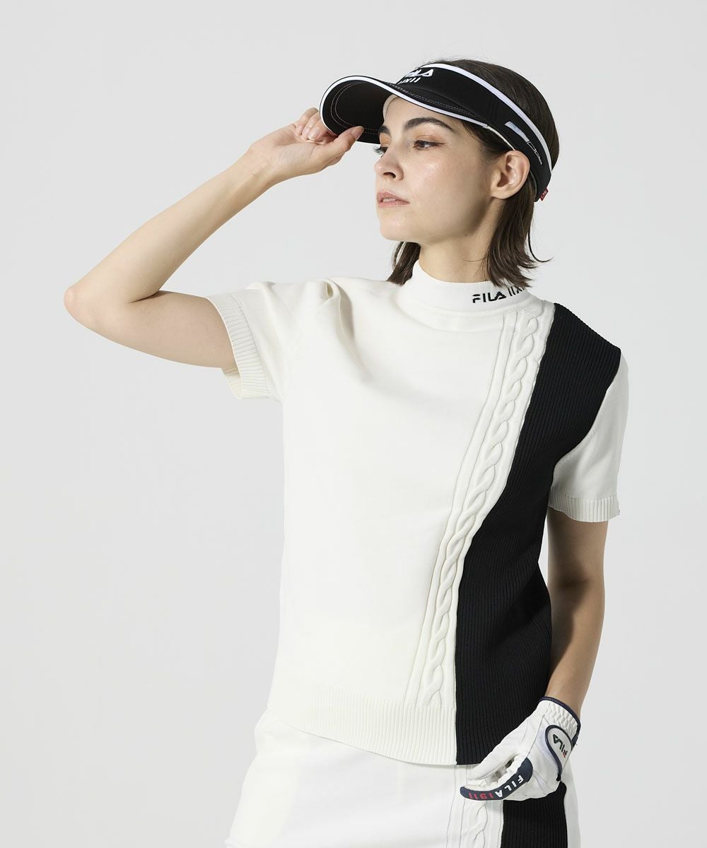 FILA GOLFレディース 半袖モックネック軽量ニット/セットアップ対応可