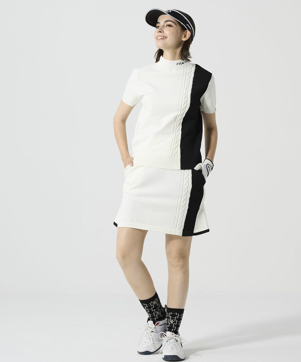 FILA GOLFレディース 半袖モックネック軽量ニット/セットアップ対応可