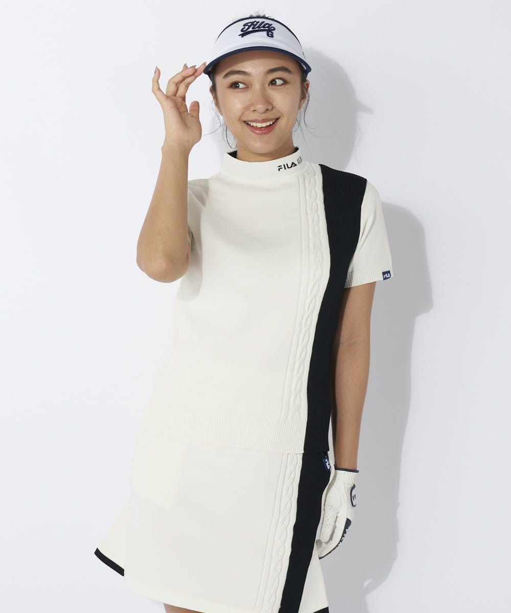 FILA GOLFレディース 半袖モックネック軽量ニット/セットアップ対応可