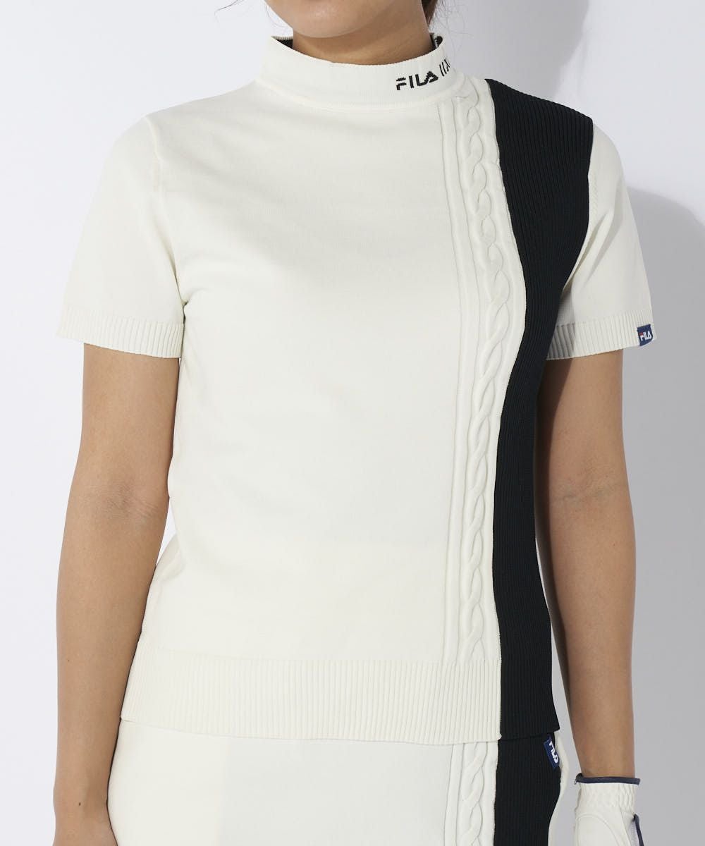 FILA GOLFレディース 半袖モックネック軽量ニット/セットアップ対応可