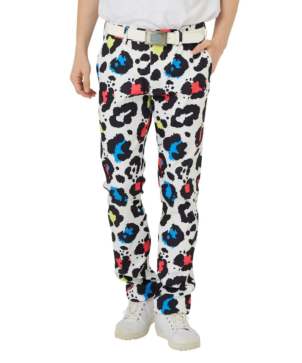 LOUDMOUTHメンズ ロングパンツ ツイル素材 ネオンレオパード UV