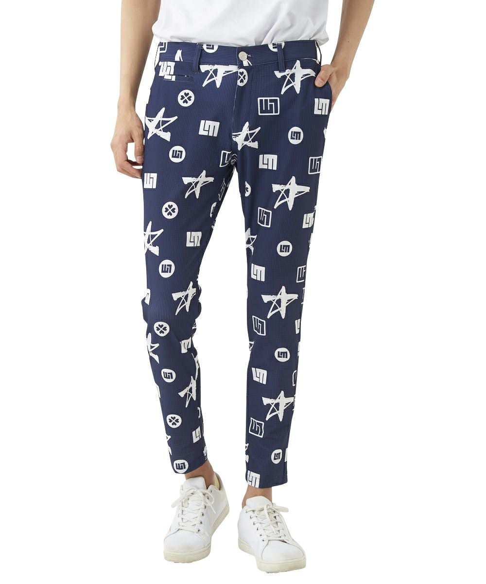 LOUDMOUTHメンズ ストレッチツイル 柄ロングパンツ Skull Monkey