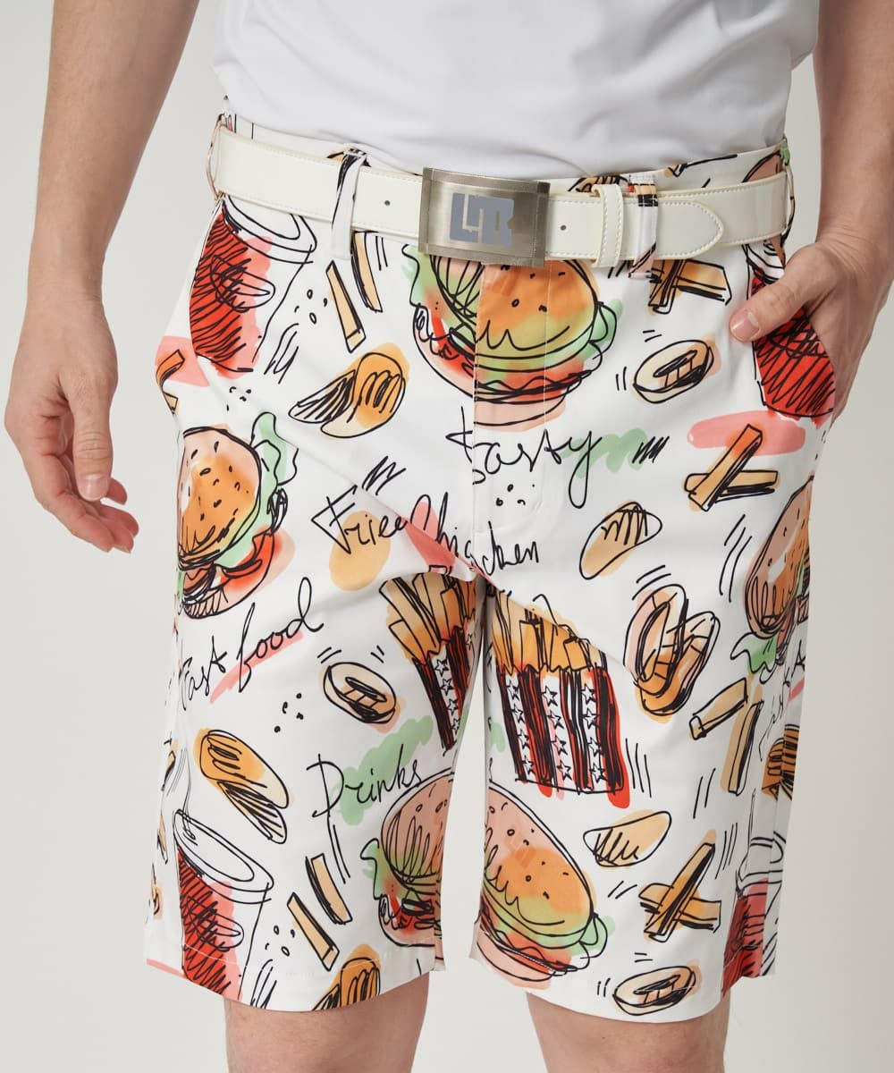 LOUDMOUTHメンズ ストレッチツイル 柄ショートパンツ LM Burger/エル