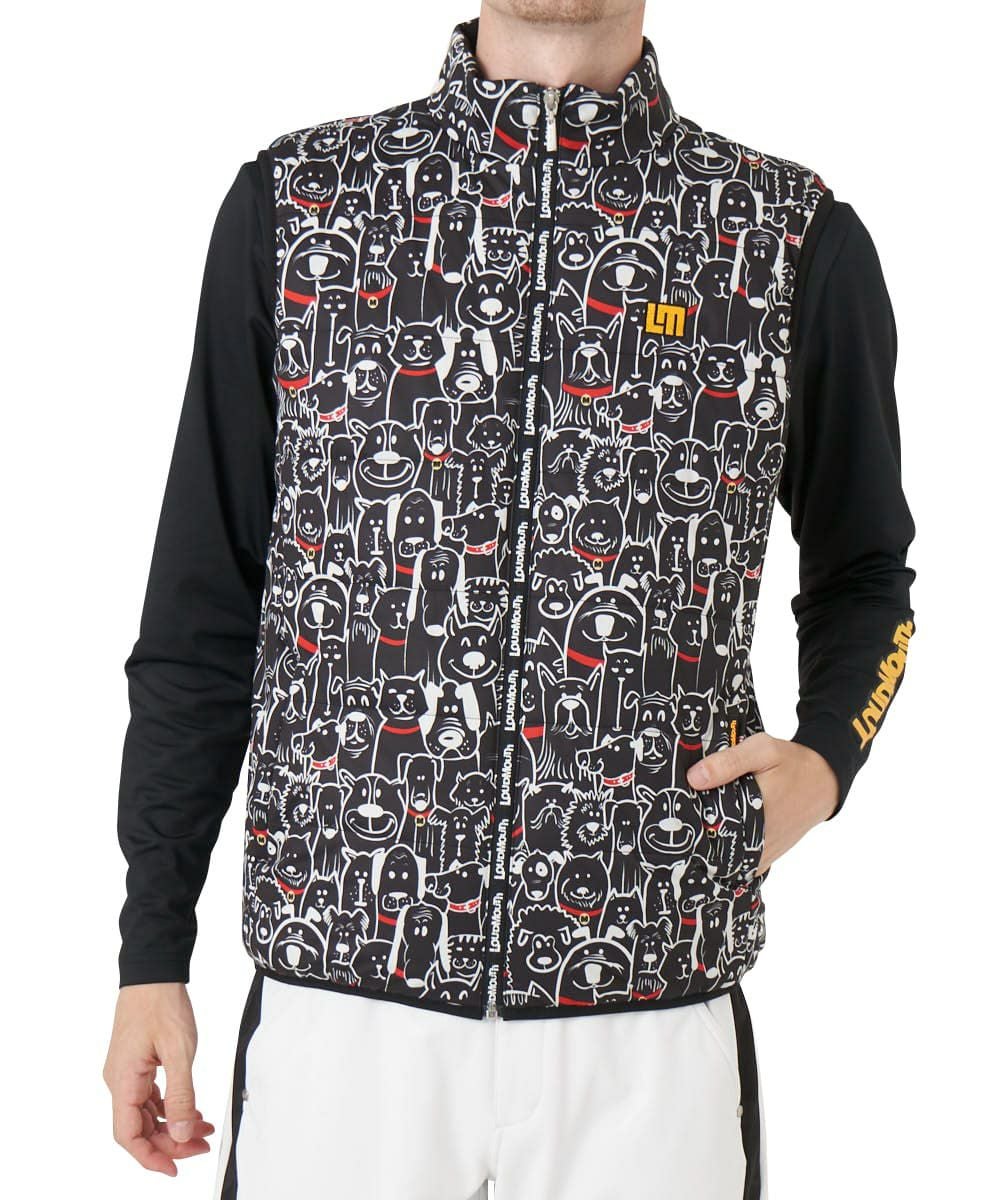 LOUDMOUTHメンズ 中綿ベスト マッツレッドカラーズ ブラック