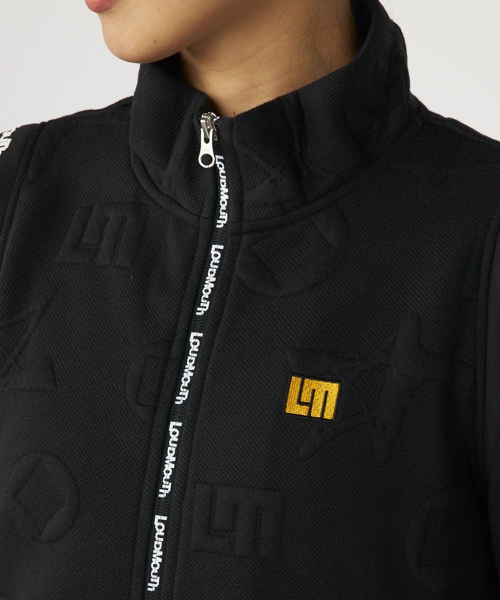 【美品】 LOUDMOUTH LMロゴ 袋ジャガード ブルゾン LOUDMOUTHレディース 2wayエンボス袋ジャガードブルゾン ブラック / 袖