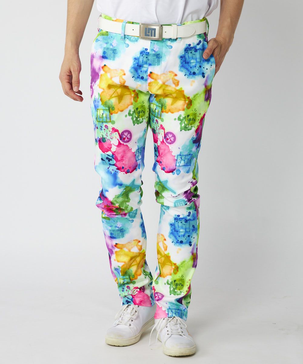 LOUDMOUTHメンズ ストレッチツイル 柄パンツ Splash Neon/スプラッシュ