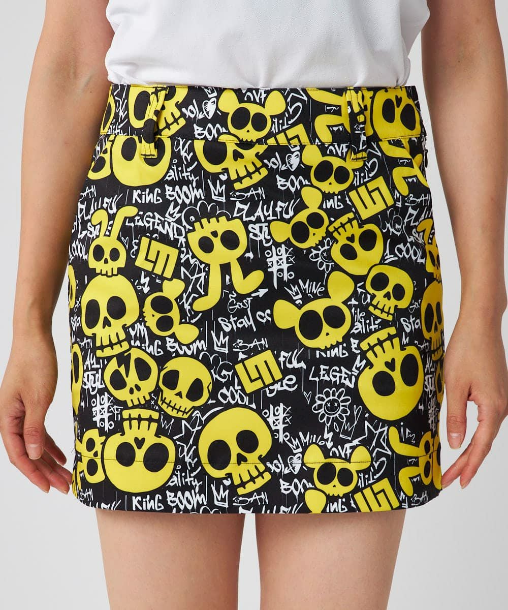 LOUDMOUTH ラウドマウス　ストレッチツイル エンボススカート イエローS LOUDMOUTHレディース ストレッチツイル 柄ツイルスカート Animal