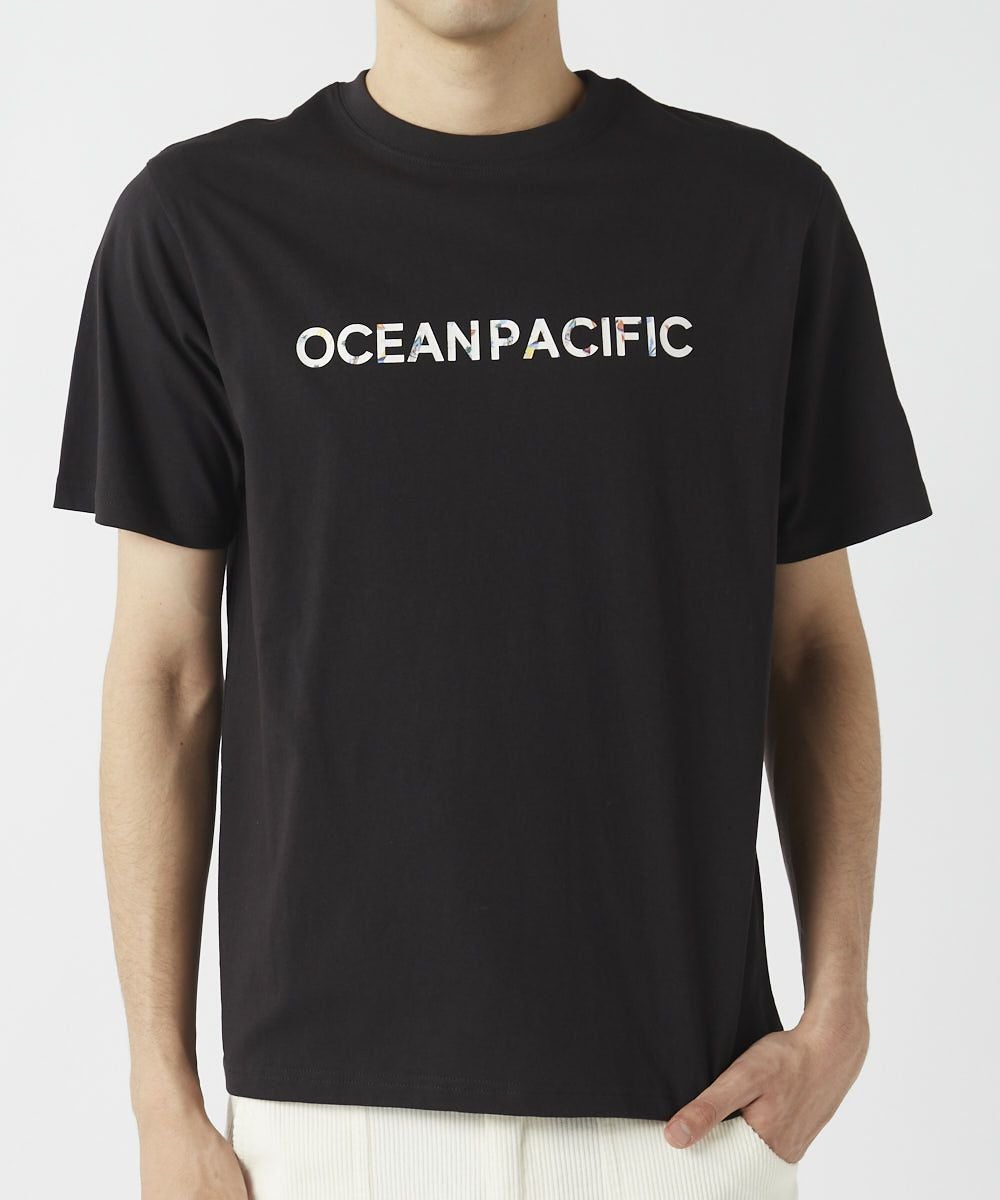 Ocean Pacific ブラック ベージュ2点売 Lサイズ FJ ocean pacificメンズ ロゴ柄抜きプリント 半袖Tシャツ | OCEANweb