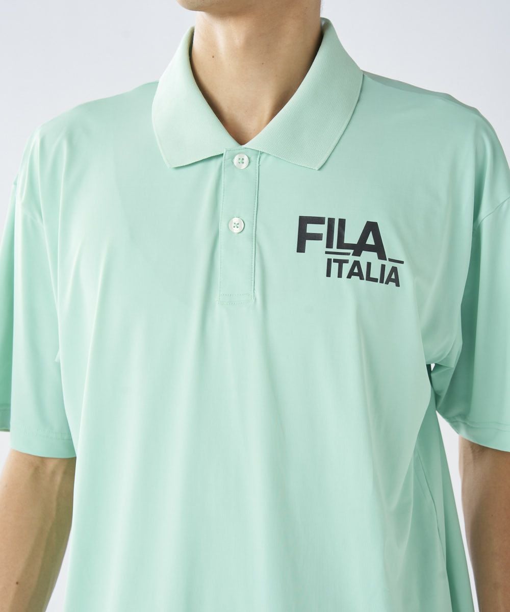 FILA GOLFメンズ バックプリント半袖ポロシャツ | 吸汗速乾・UVカット