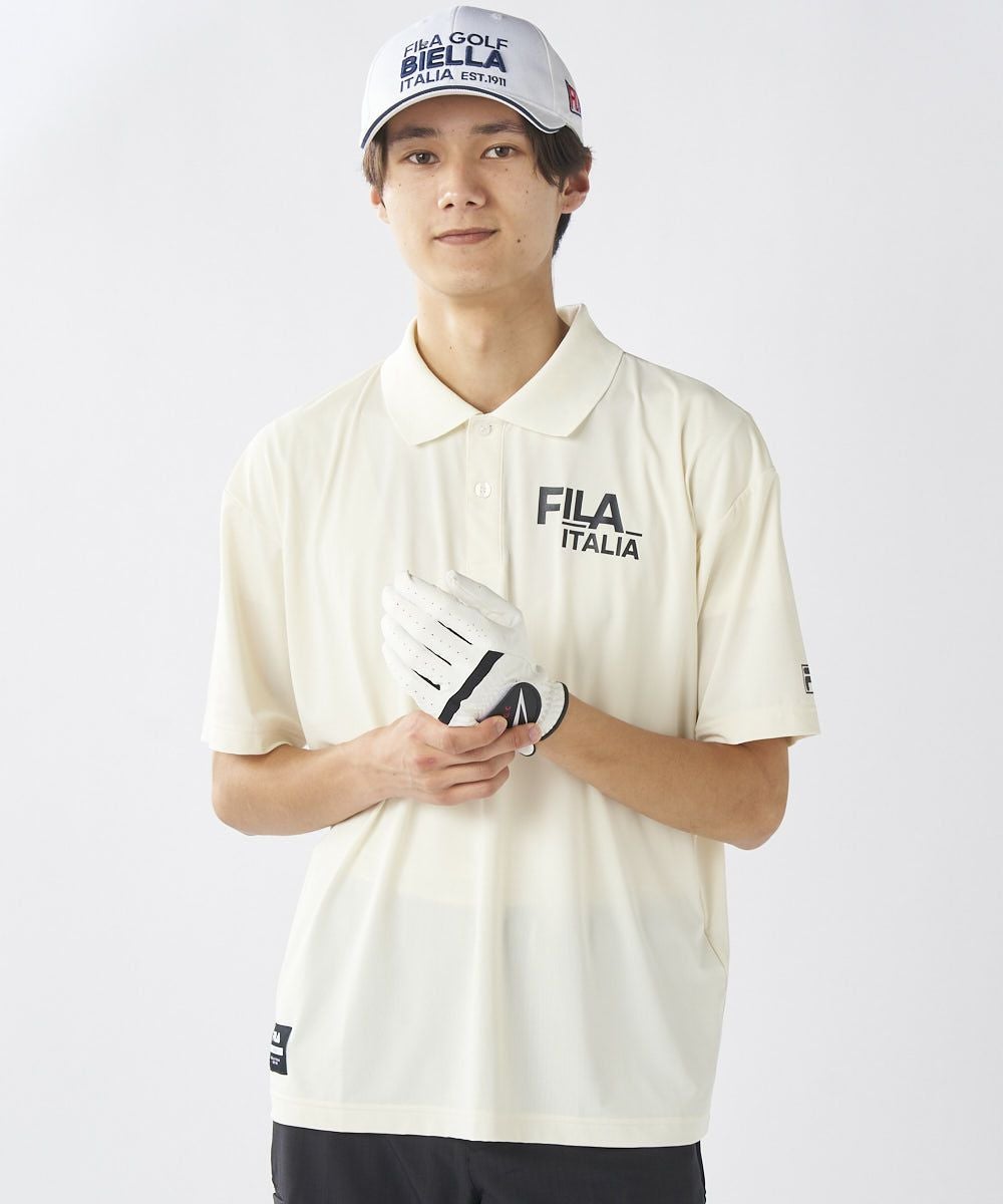 FILA GOLFメンズ バックプリント半袖ポロシャツ | 吸汗速乾・UVカット