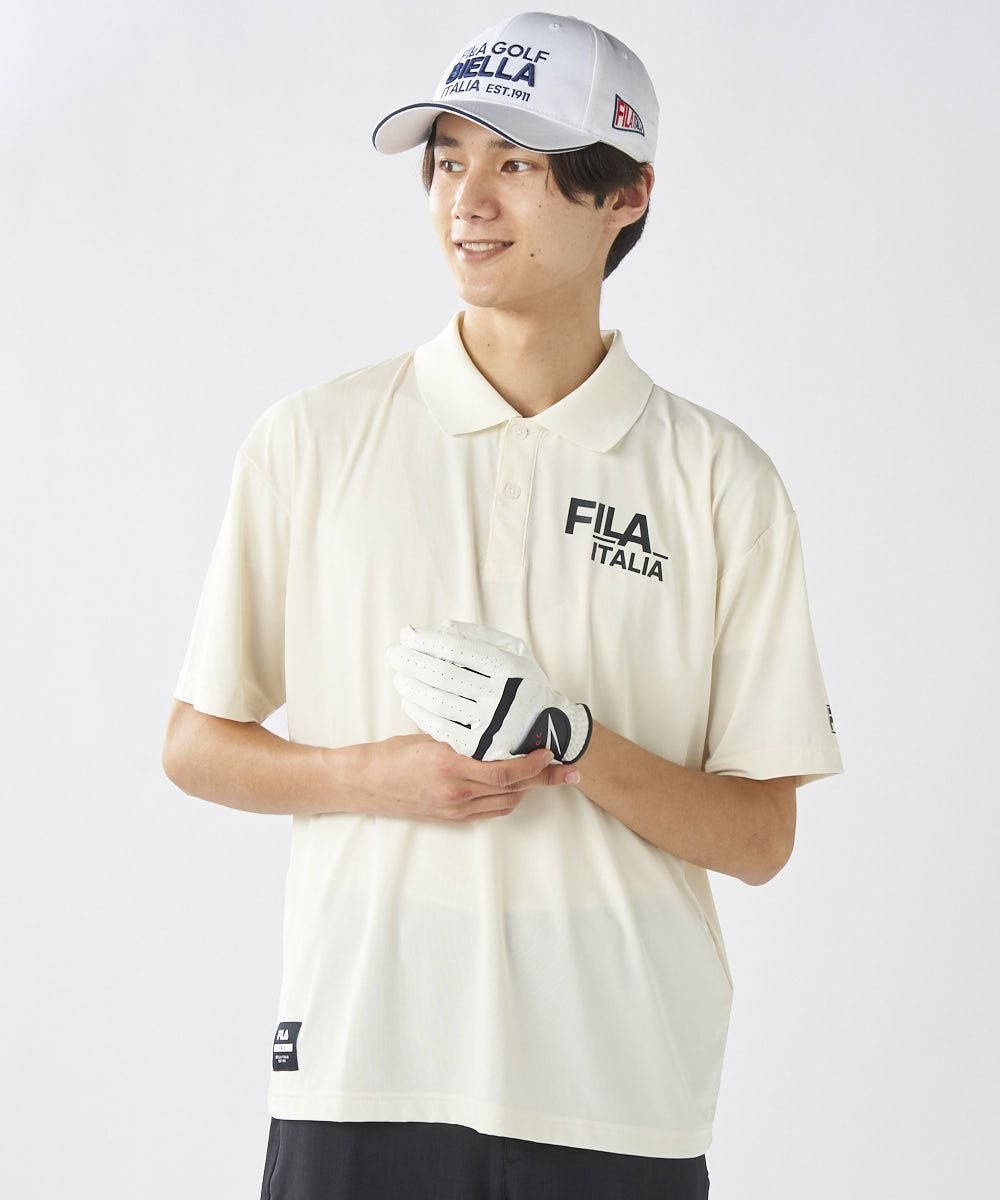 FILA GOLFメンズ バックプリント半袖ポロシャツ | 吸汗速乾・UVカット