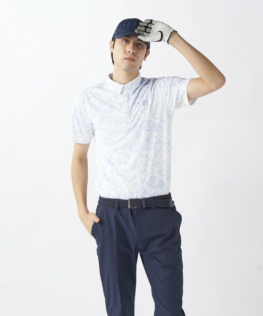 FILA GOLFメンズ フラワープリント半袖シャツ | 吸汗速乾・UVカット