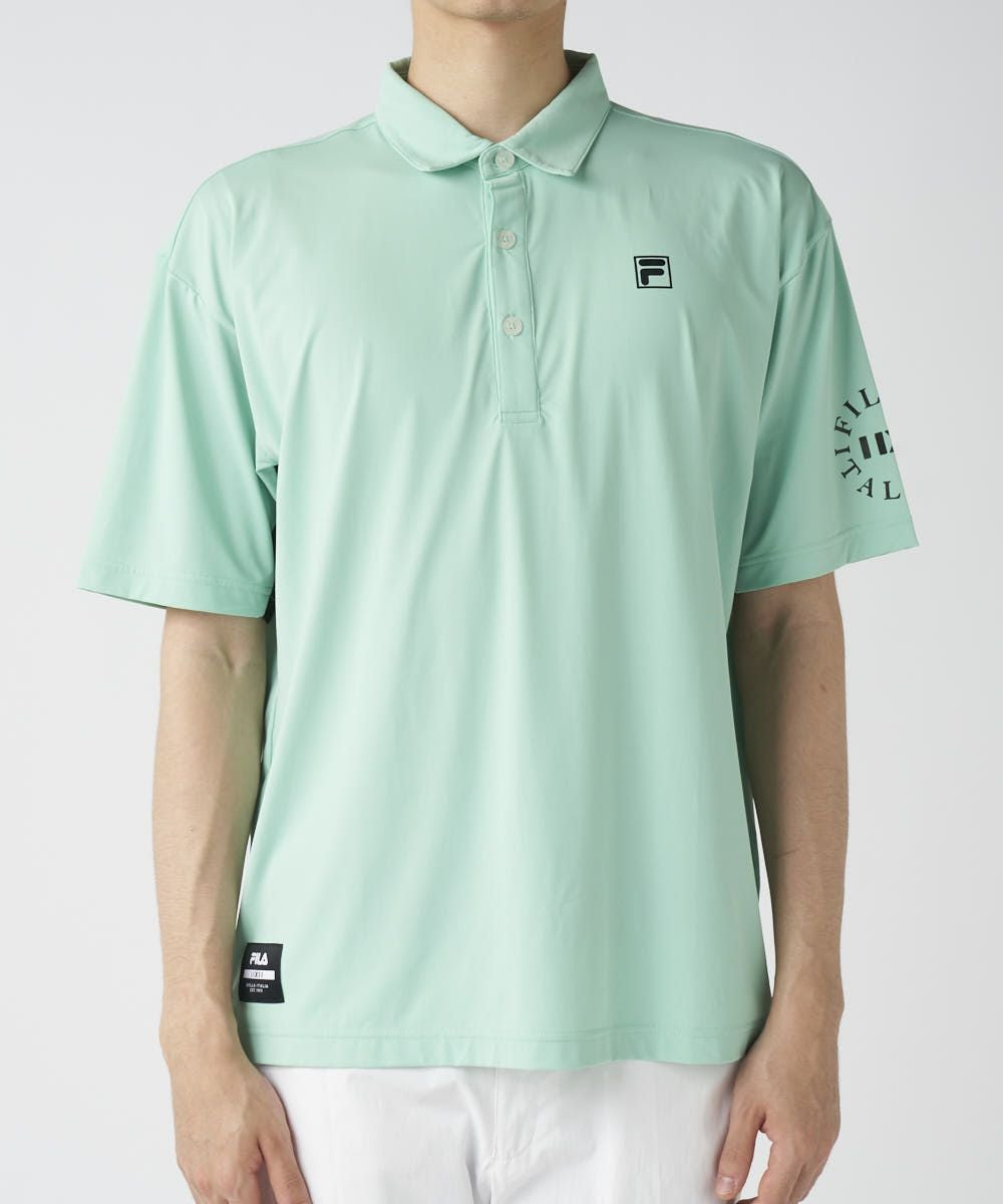 FILA GOLFメンズ 脇切替 バックプリントポロシャツ | 吸汗速乾・UV