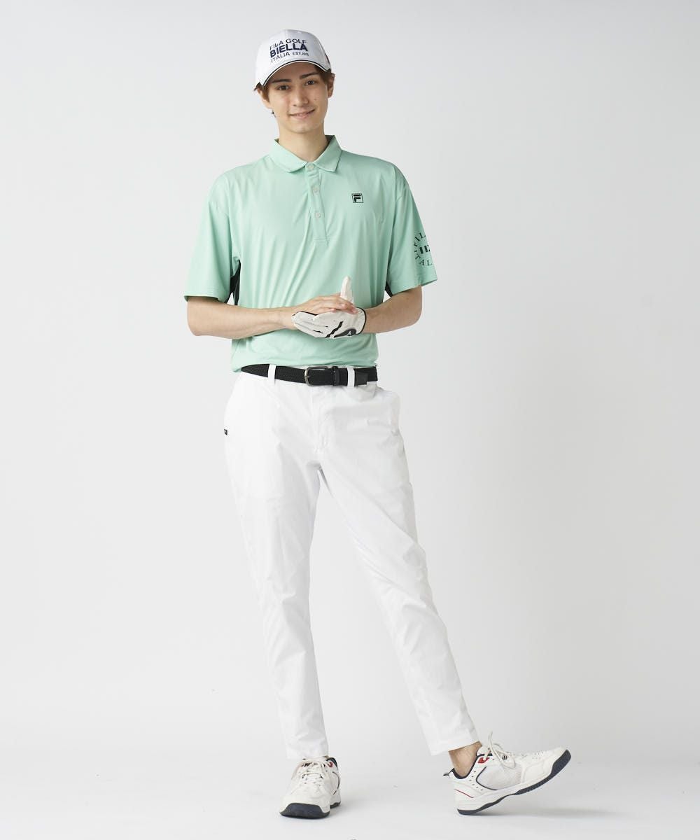 FILA GOLFメンズ 脇切替 バックプリントポロシャツ | 吸汗速乾・UV