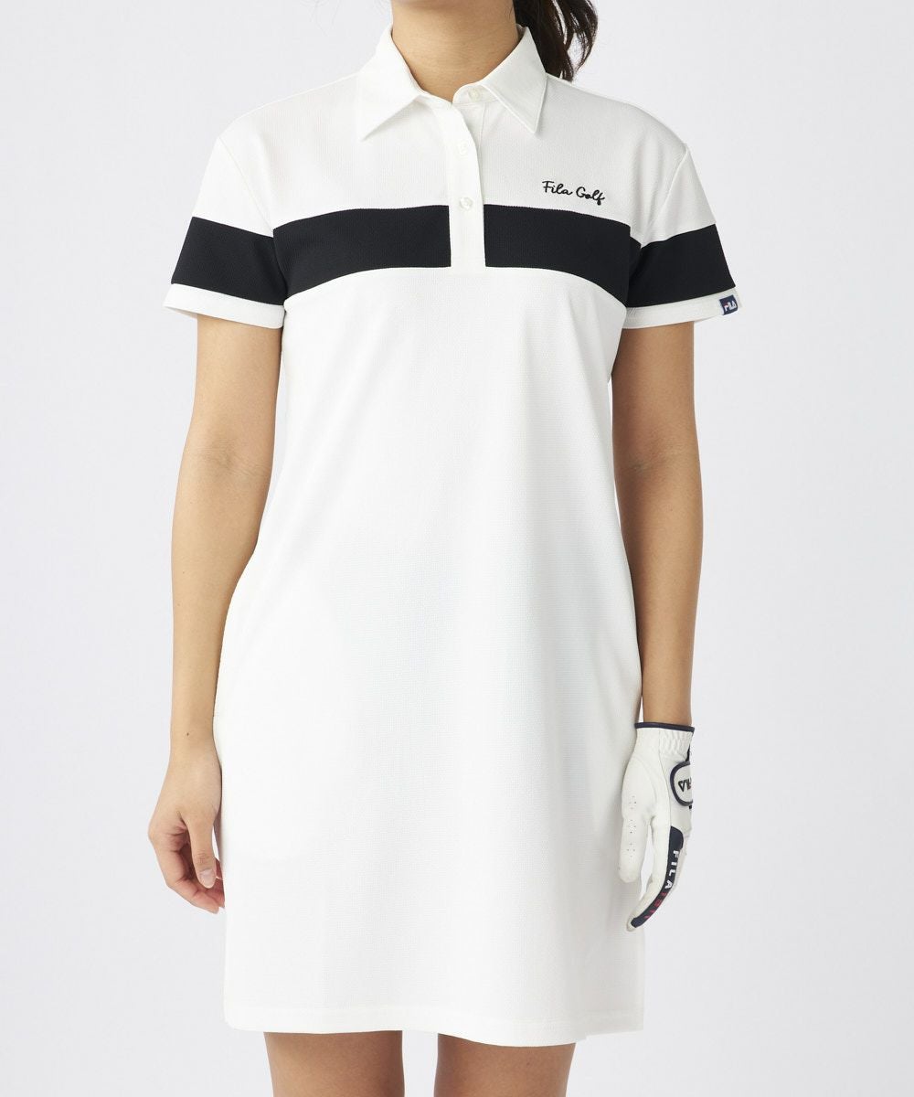 FILA GOLFレディース ジャガード素材 ライン入りワンピース|UVカット