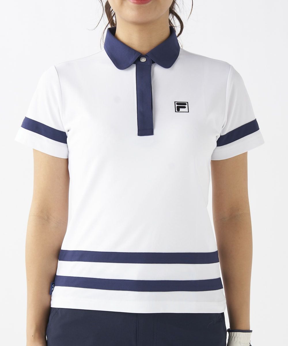 FILA GOLFレディース ライン入り半袖ポロシャツ|セットアップ可 FILA GOLFレディース ライン入り半袖ポロシャツ|セットアップ可