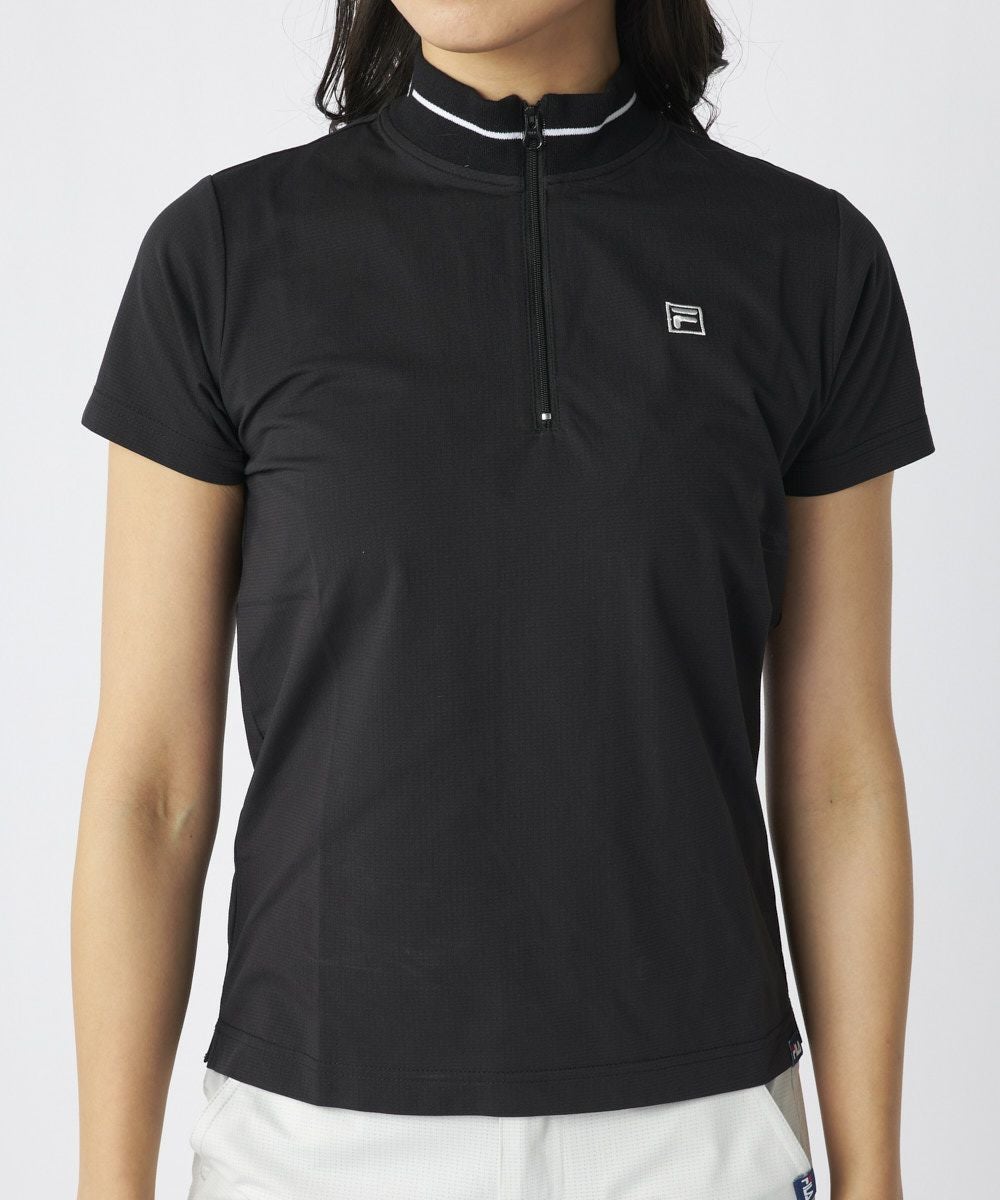 FILA GOLFレディースハーフジップ半袖シャツ | 遮熱、UVカット、吸汗速