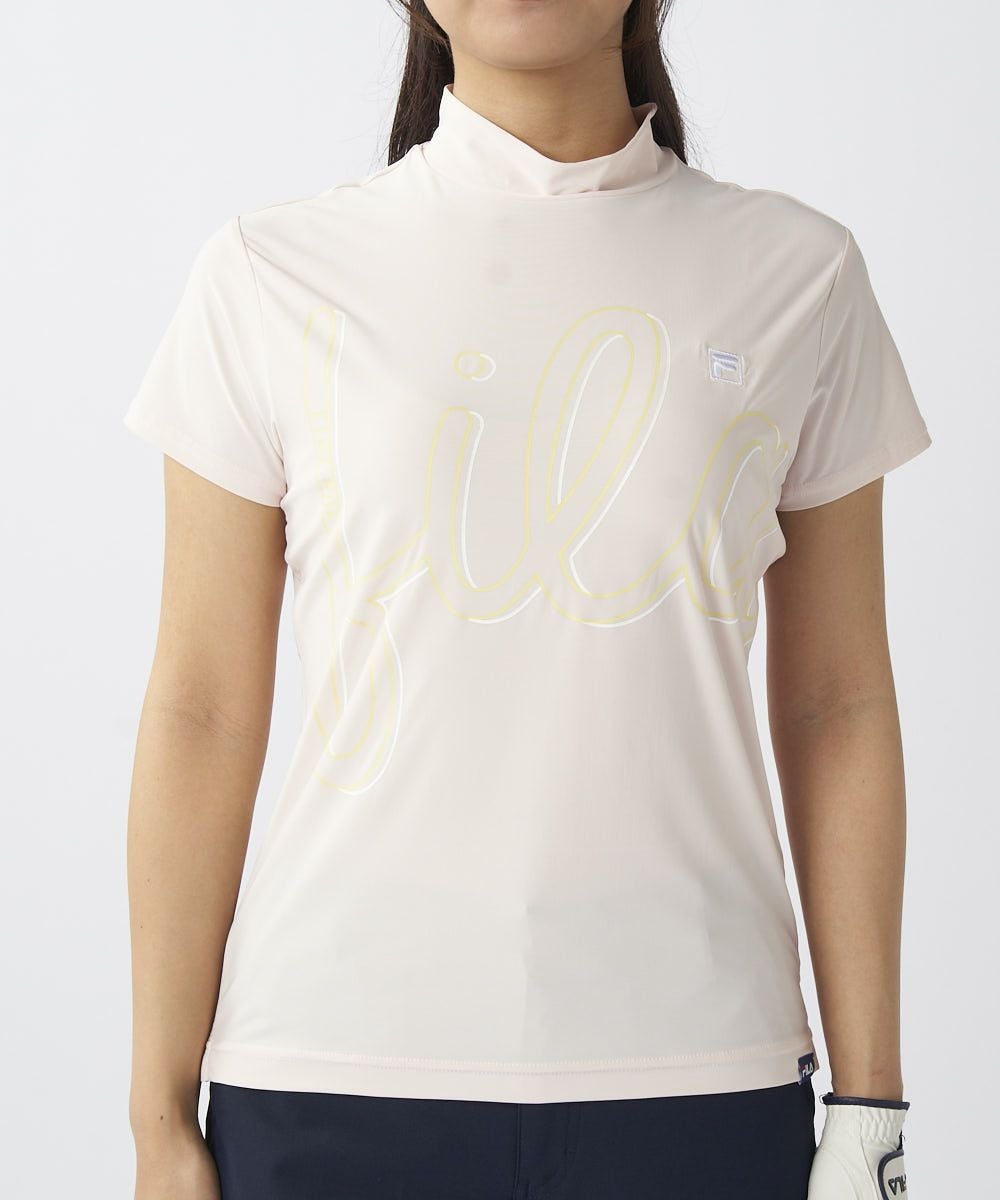 FILA GOLFレディース デザインロゴ モックネックシャツ | 吸汗速乾、UV