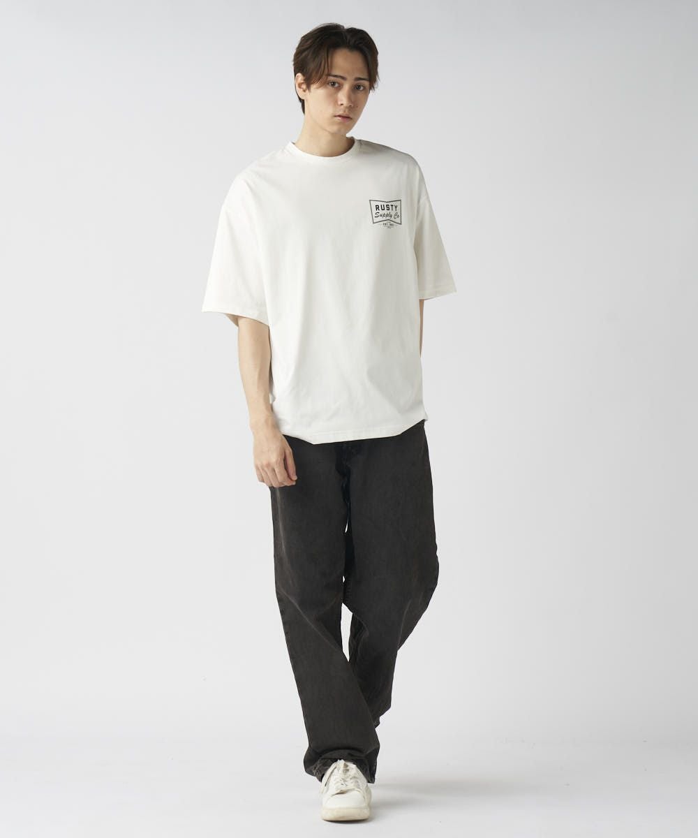 RUSTYメンズ 水陸両用 フロント胸ワンポイント 半袖プリントTシャツ
