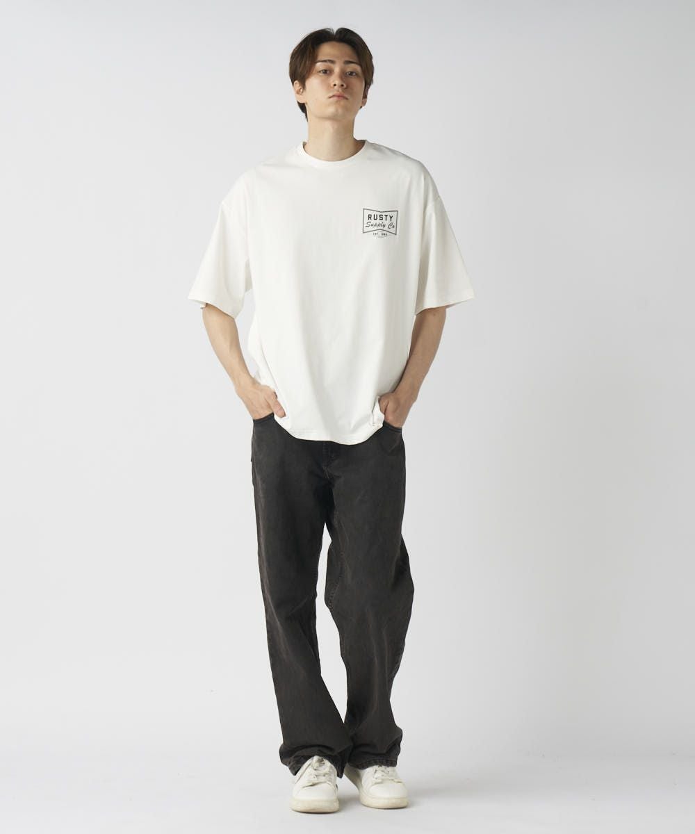 RUSTYメンズ 水陸両用 フロント胸ワンポイント 半袖プリントTシャツ