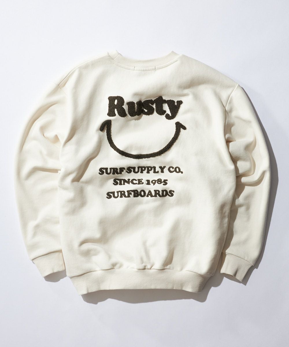 RUSTYレディース ニコちゃん【NET限定】相良刺繍 クルースウェット