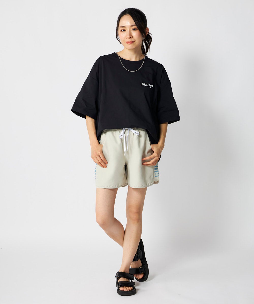 RUSTYレディースペアテックスニコちゃん半袖Tシャツ《シワになりにくい