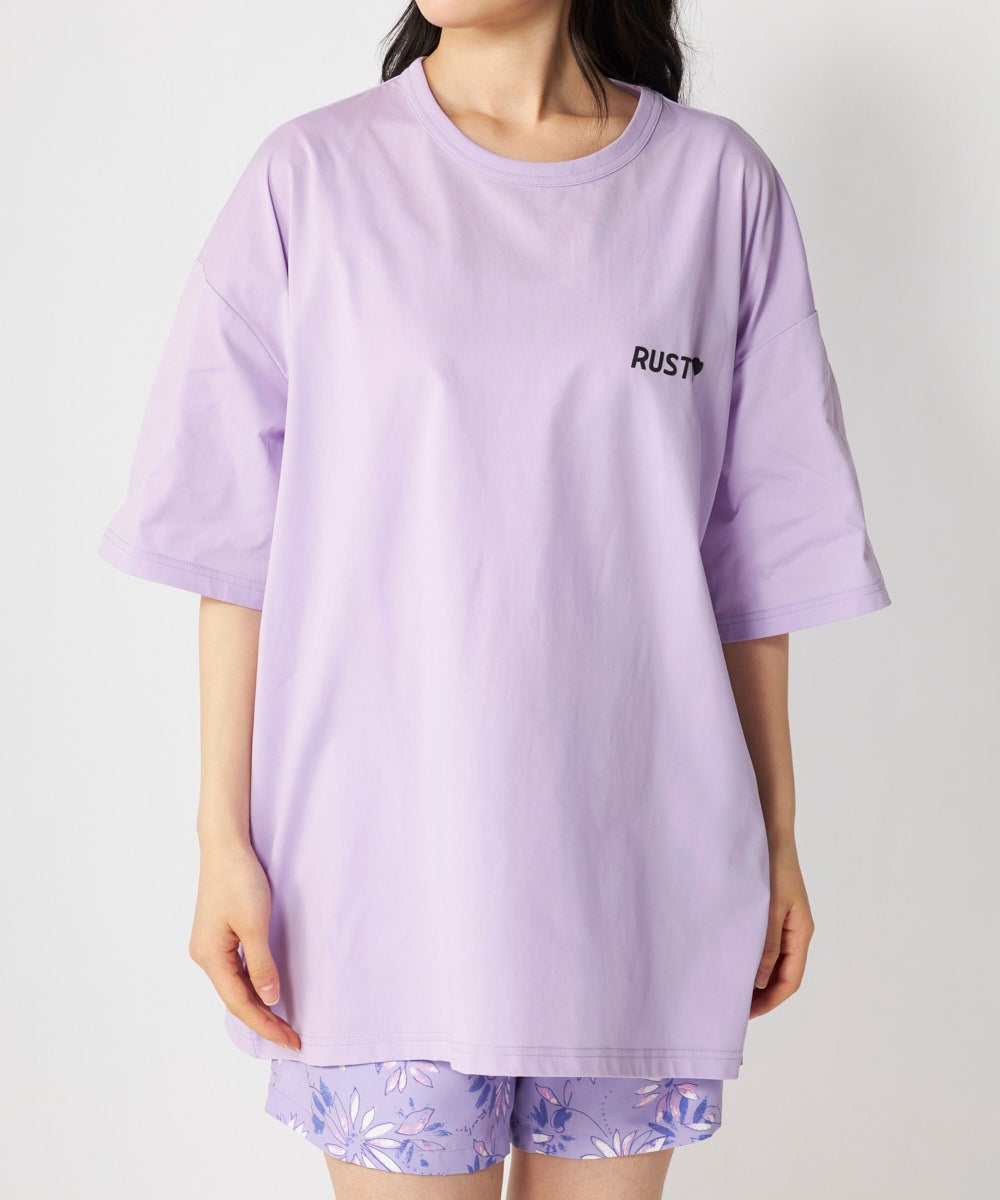 RUSTYレディースペアテックスニコちゃん半袖Tシャツ《シワになりにくい