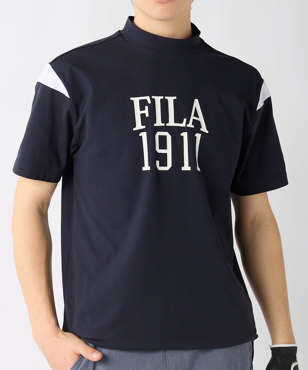 FILA GOLFメンズ カレッジロゴ半袖モックネックシャツ | OCEANweb