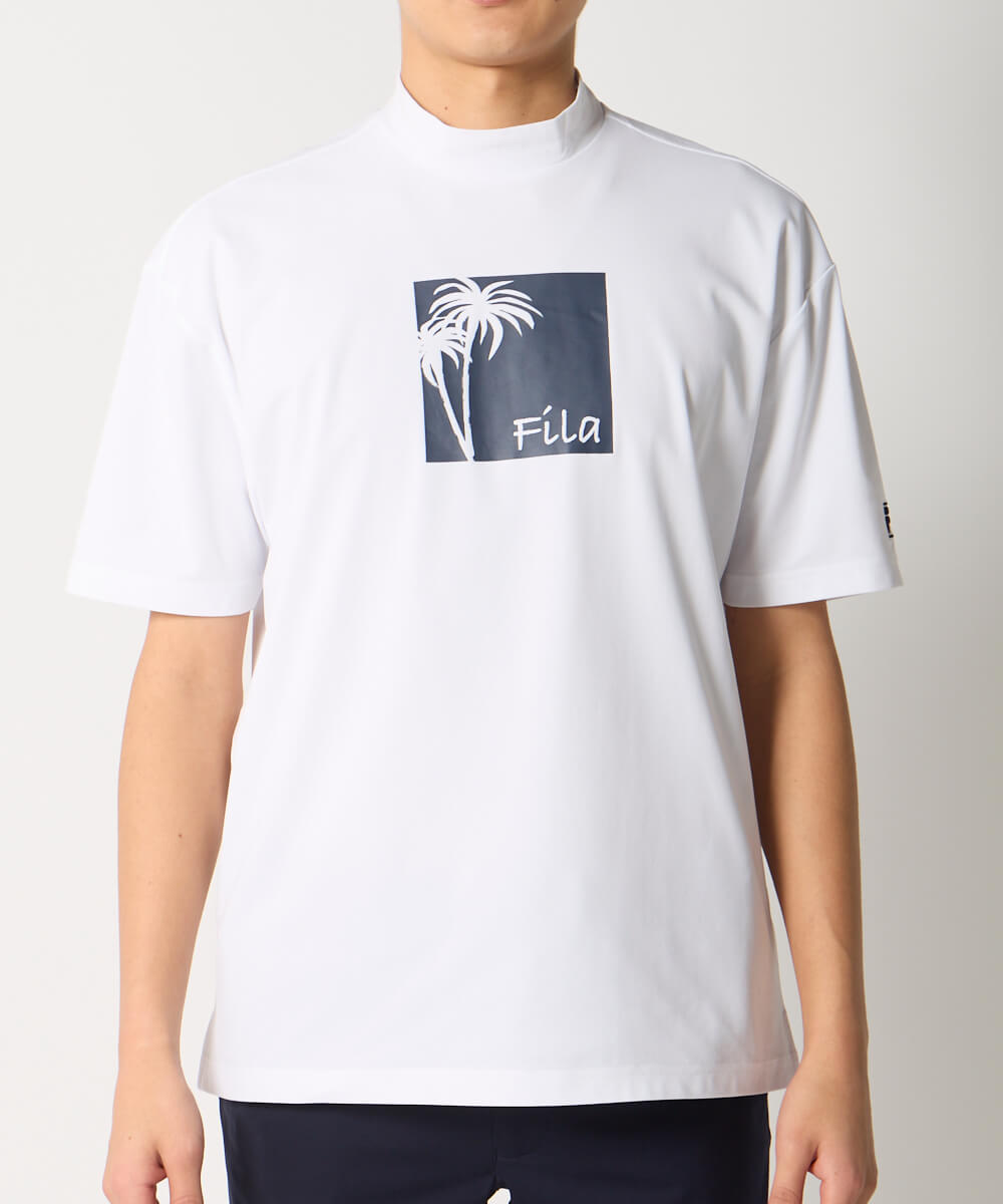 FILA GOLFメンズ パネルプリント半袖モックネックシャツ | OCEANweb